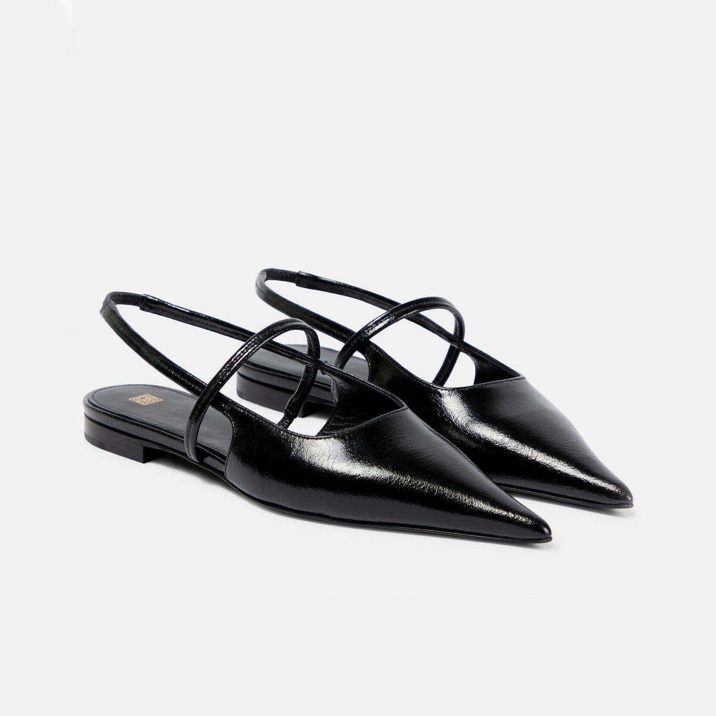 Toteme "The Sharp" Leather Slingback Flats in Black, size 37