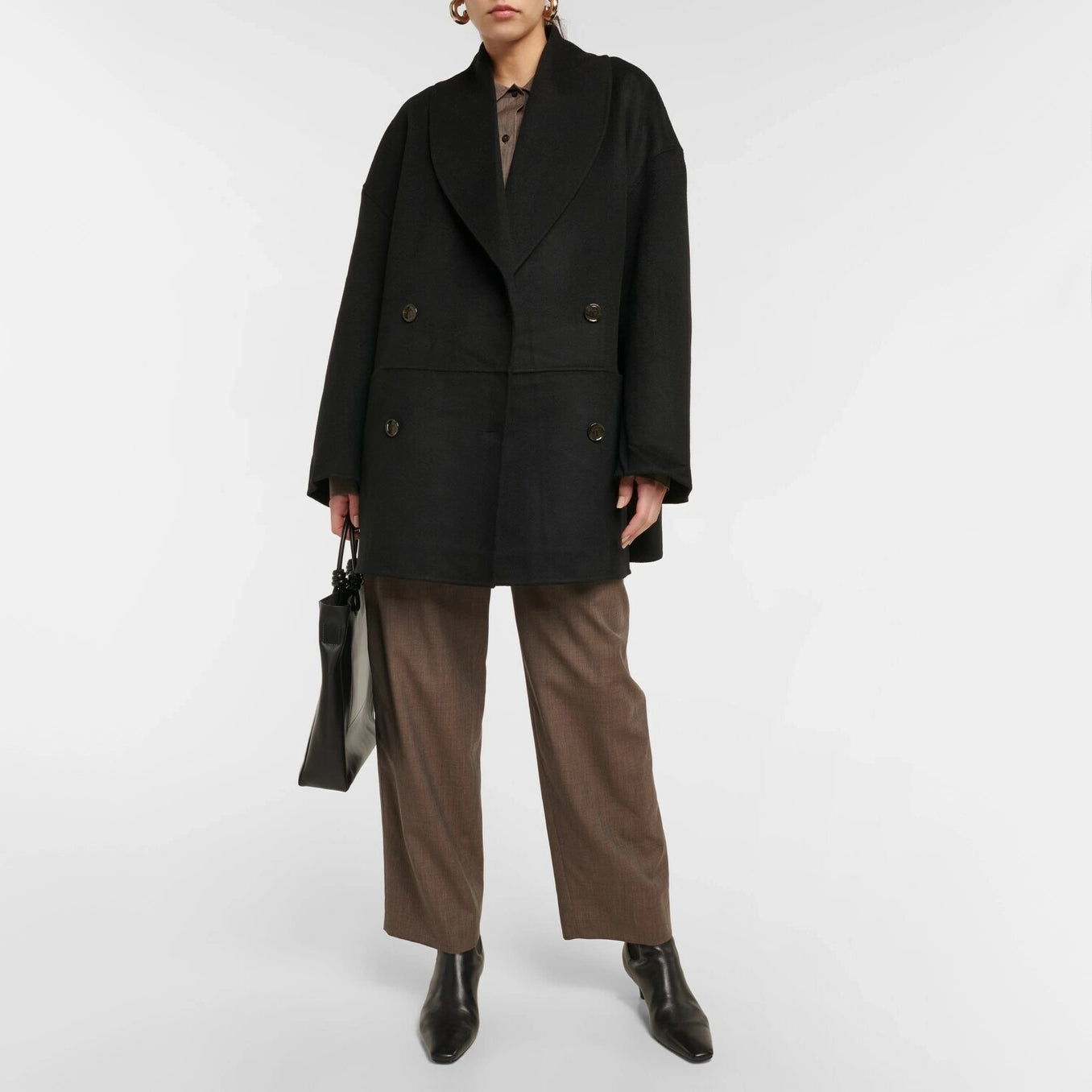 Totême Double Breasted Wool Jacket in Black, size 40 (fits M/L)