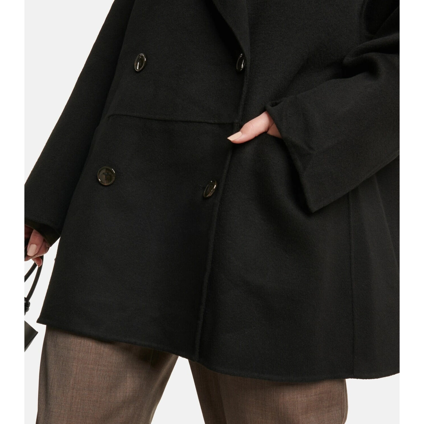 Totême Double Breasted Wool Jacket in Black, size 40 (fits M/L)