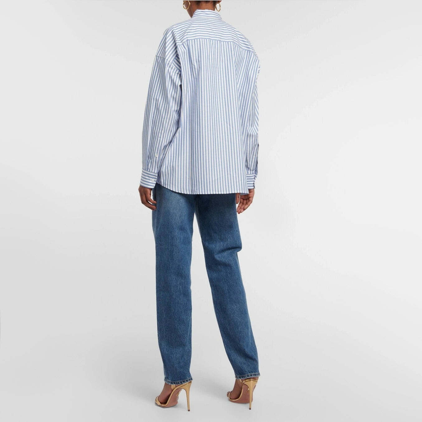 Nili Lotan "Mael" Oversize Shirt in Sky Blue Stripe, size XS
