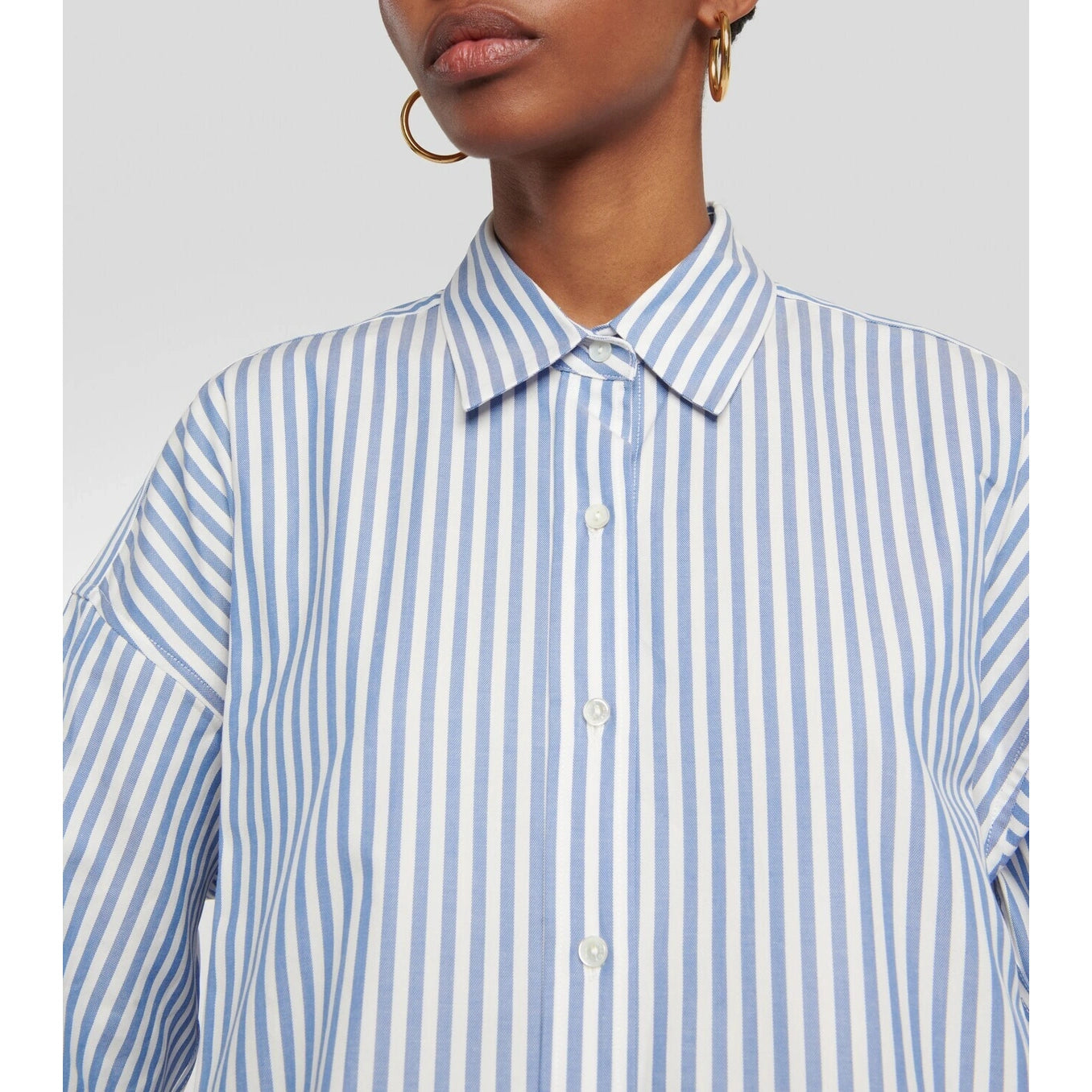 Nili Lotan "Mael" Oversize Shirt in Sky Blue Stripe, size XS