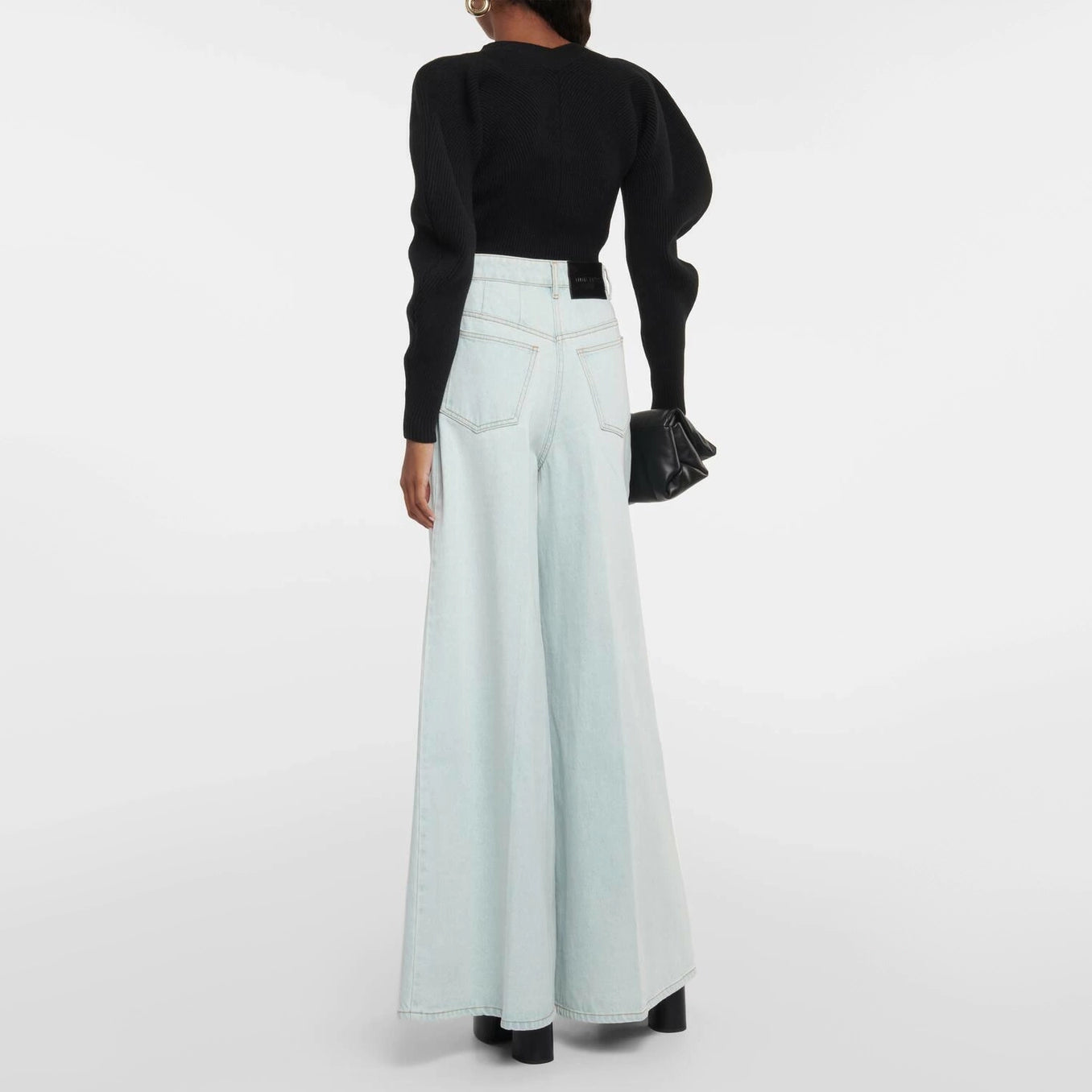Nina Ricci High Rise Wide Leg Jeans in Light Blue, size 44 (fits like 30 in jeans) *hemmed*