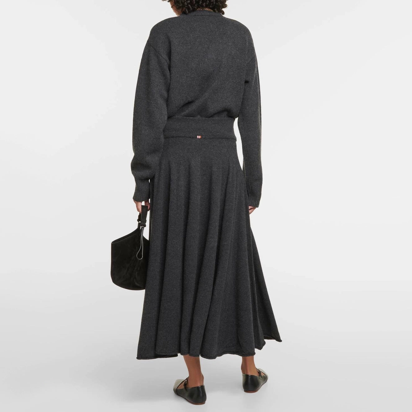 Extreme Cashmere No 313. Swingy Skirt in Charcoal Grey, One Size only