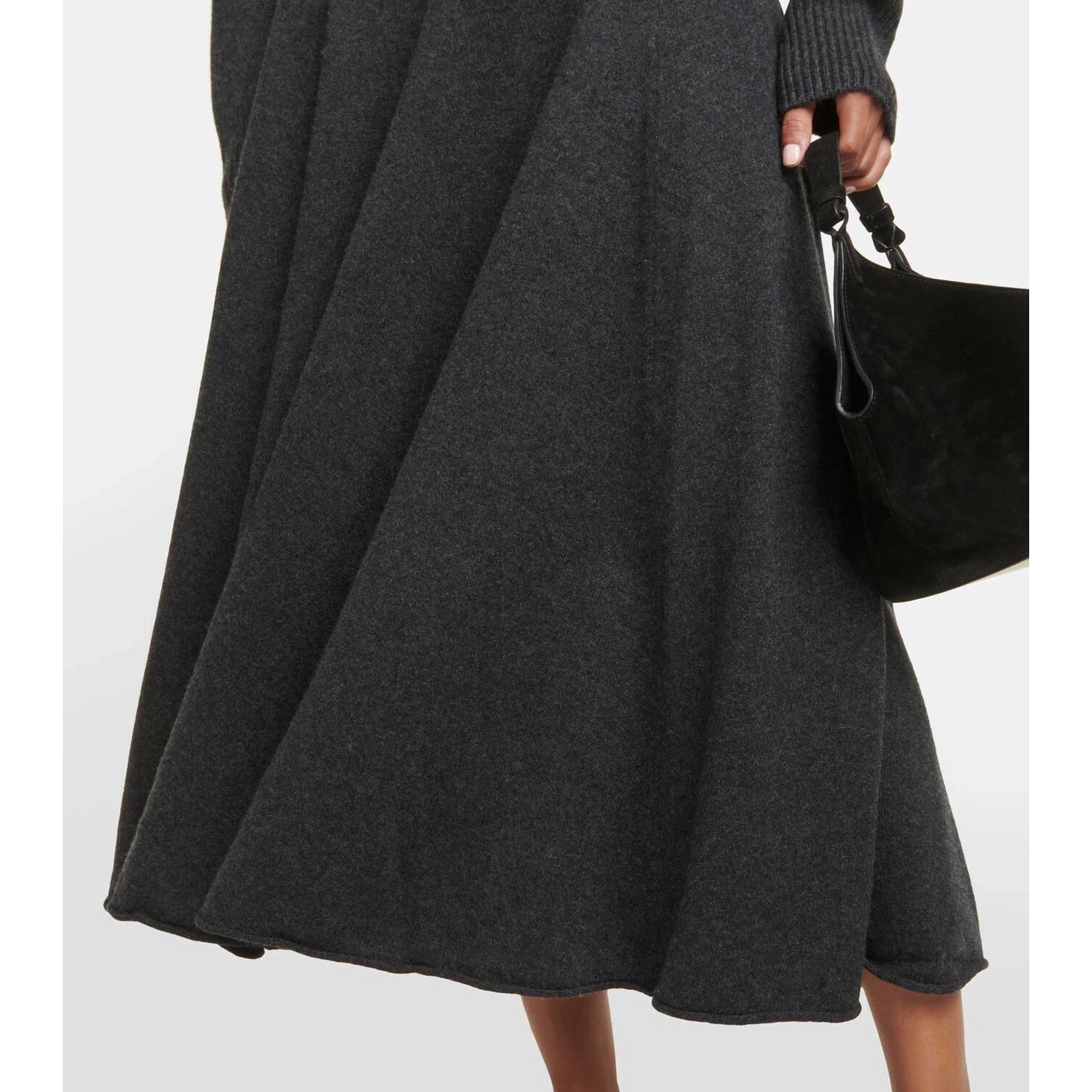 Extreme Cashmere No 313. Swingy Skirt in Charcoal Grey, One Size only