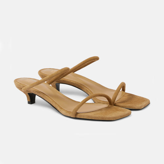 Toteme Suede Strappy Sandals in Tan, size 39