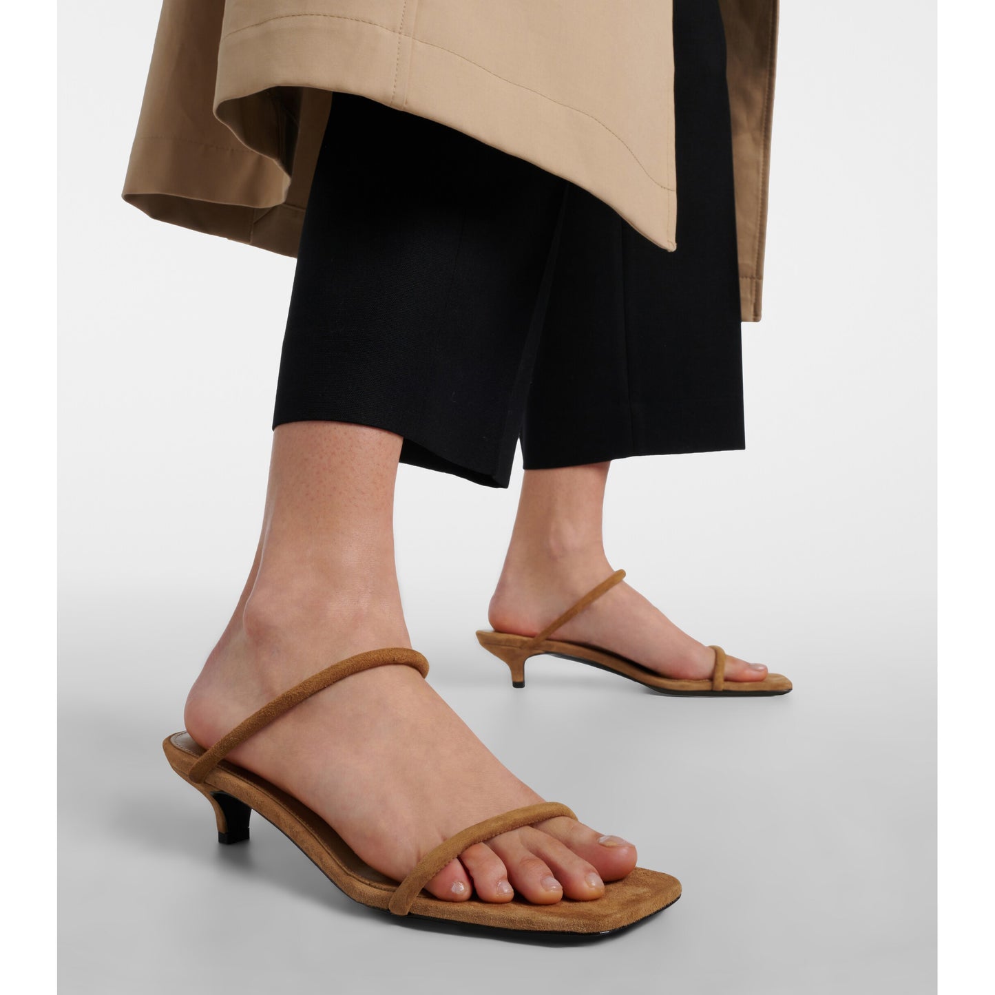 Toteme Suede Strappy Sandals in Tan, size 39