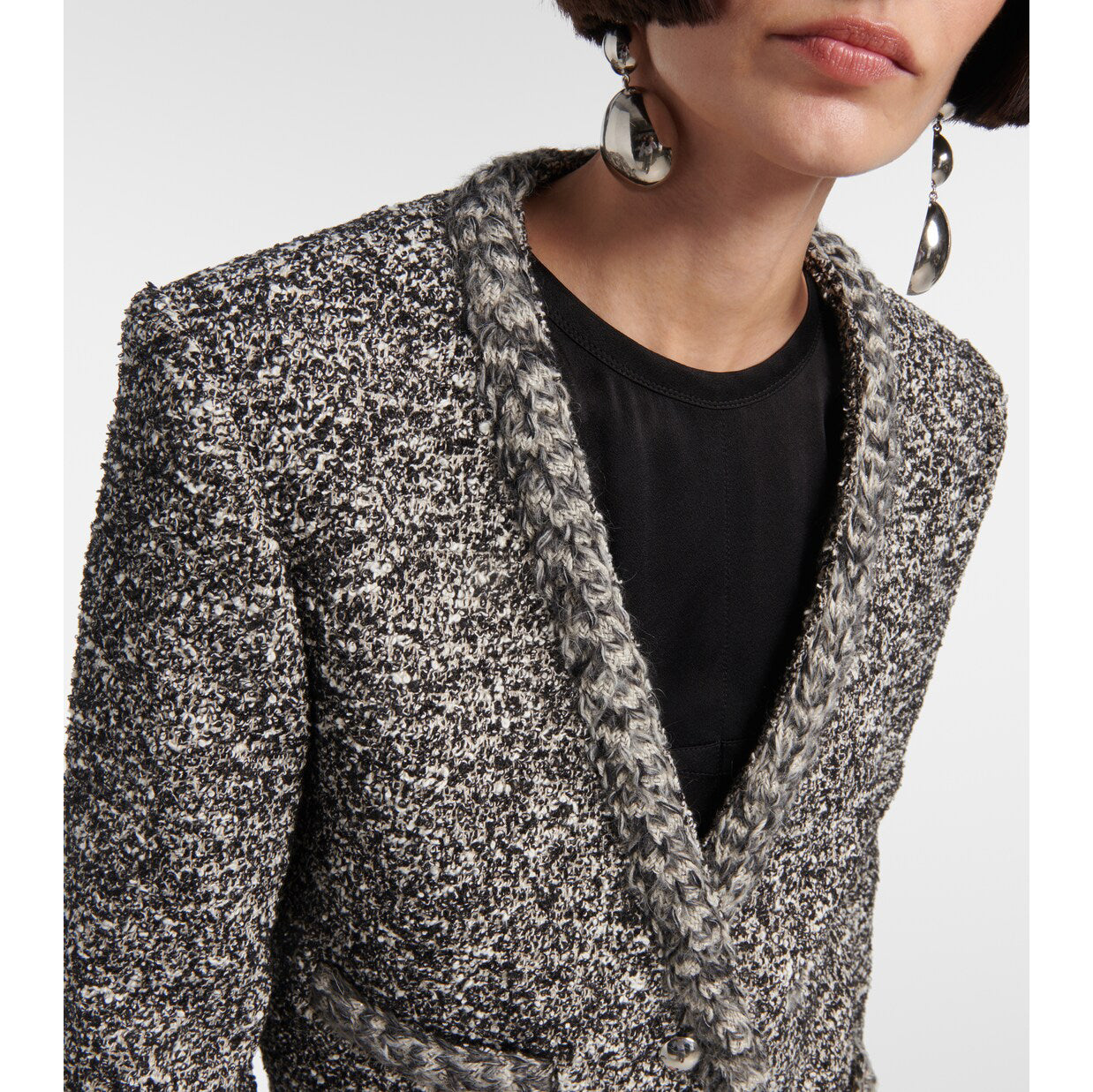 Isabel Marant Gwendoline Cropped Tweed Blazer in Grey, size 40
