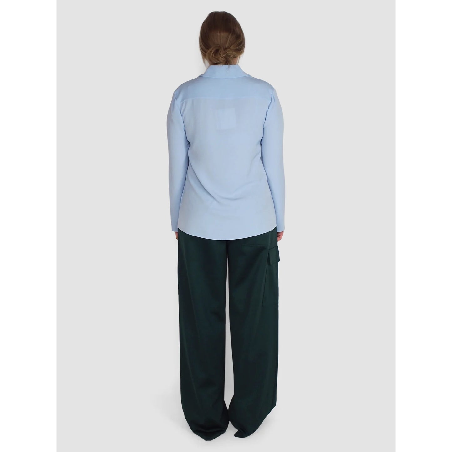 Tibi Soft Drape Slim Shirt in Light Blue, size 12