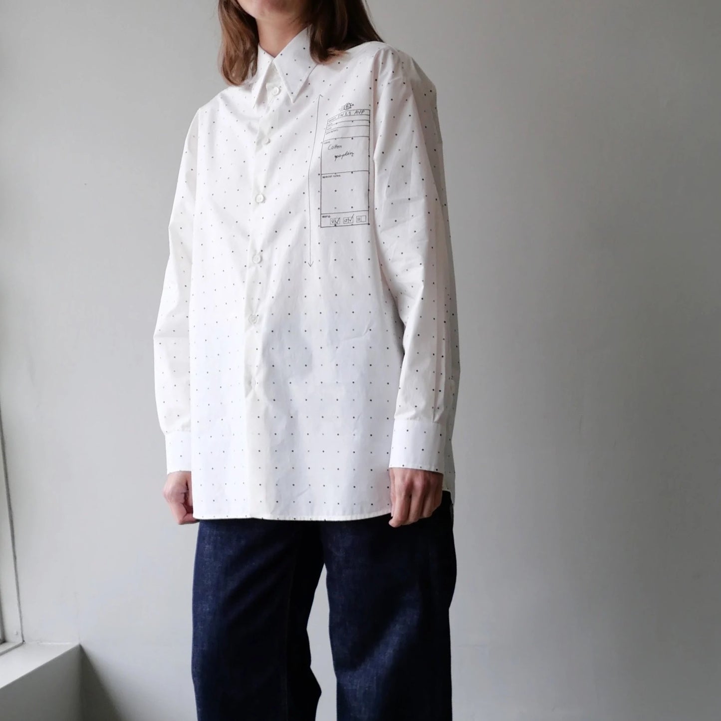 MM6 Oversize Poplin Shirt in Ivory, size 42 (size Large)