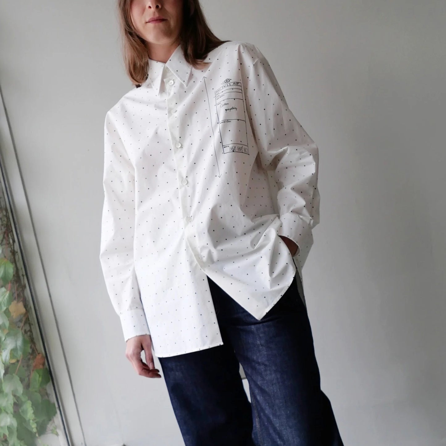 MM6 Oversize Poplin Shirt in Ivory, size 42 (size Large)