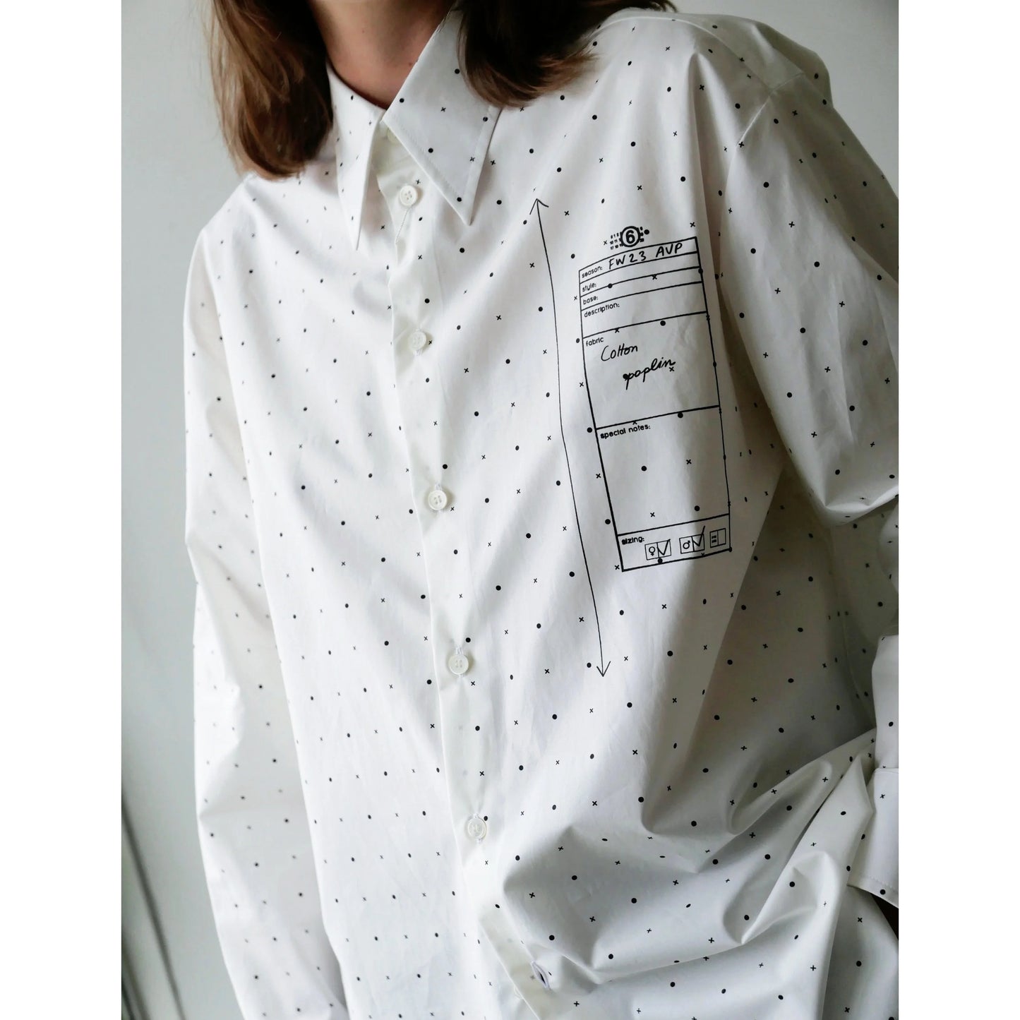 MM6 Oversize Poplin Shirt in Ivory, size 42 (size Large)