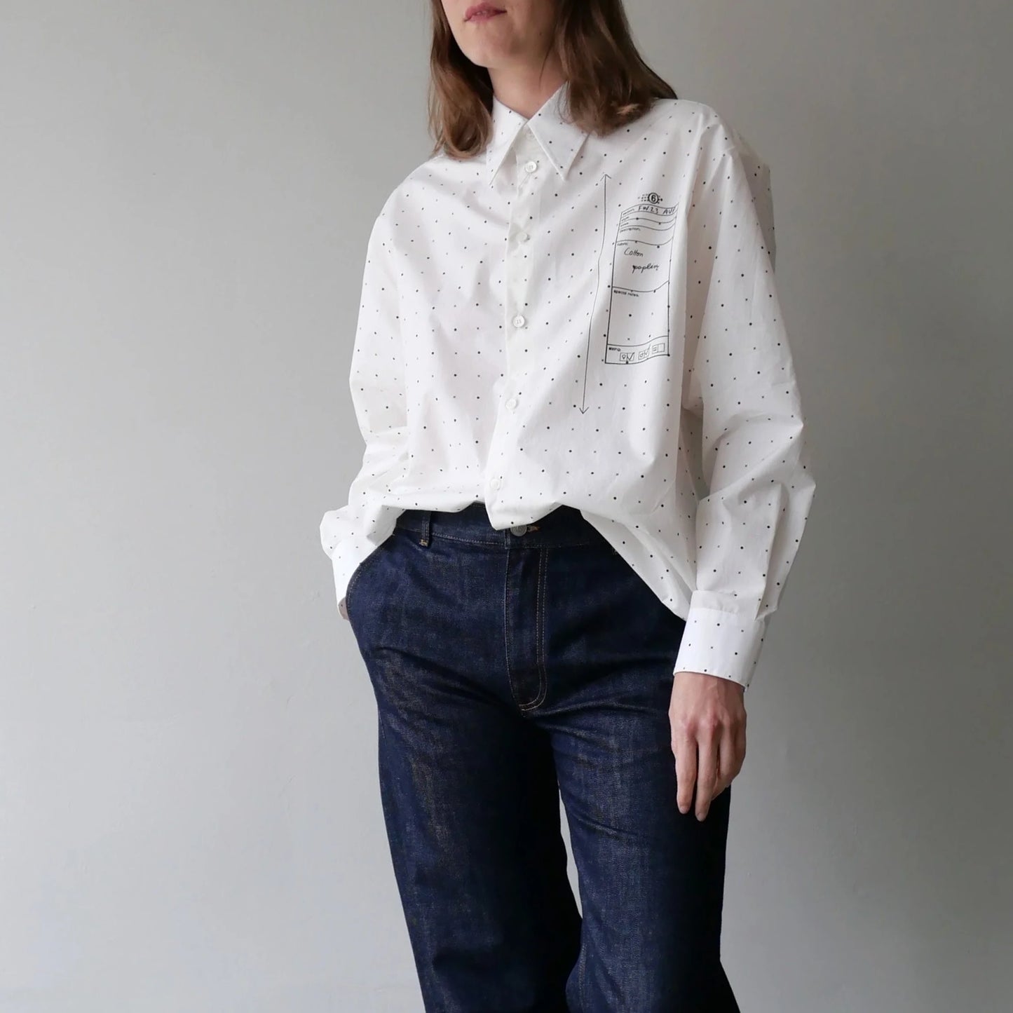 MM6 Oversize Poplin Shirt in Ivory, size 42 (size Large)