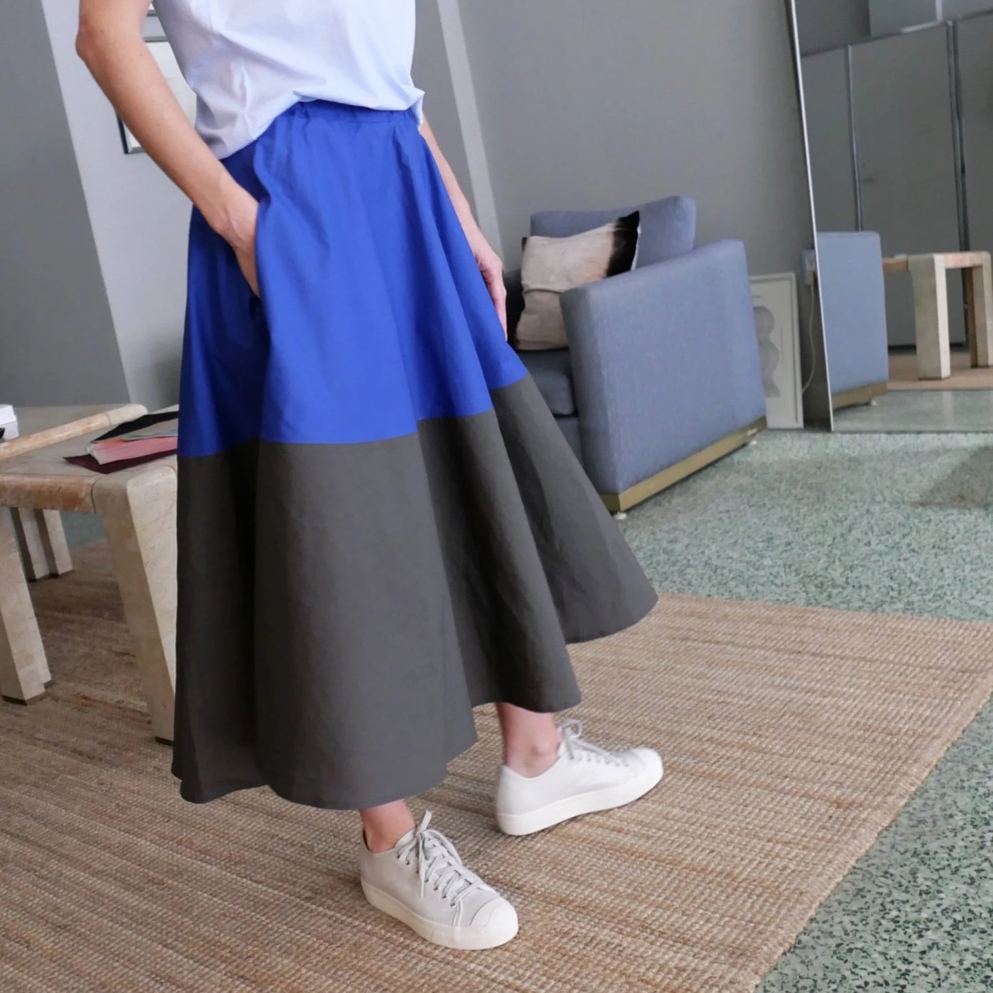Sofie D'Hoore "Sacramento" Skirt in Blue/Grey, size 42