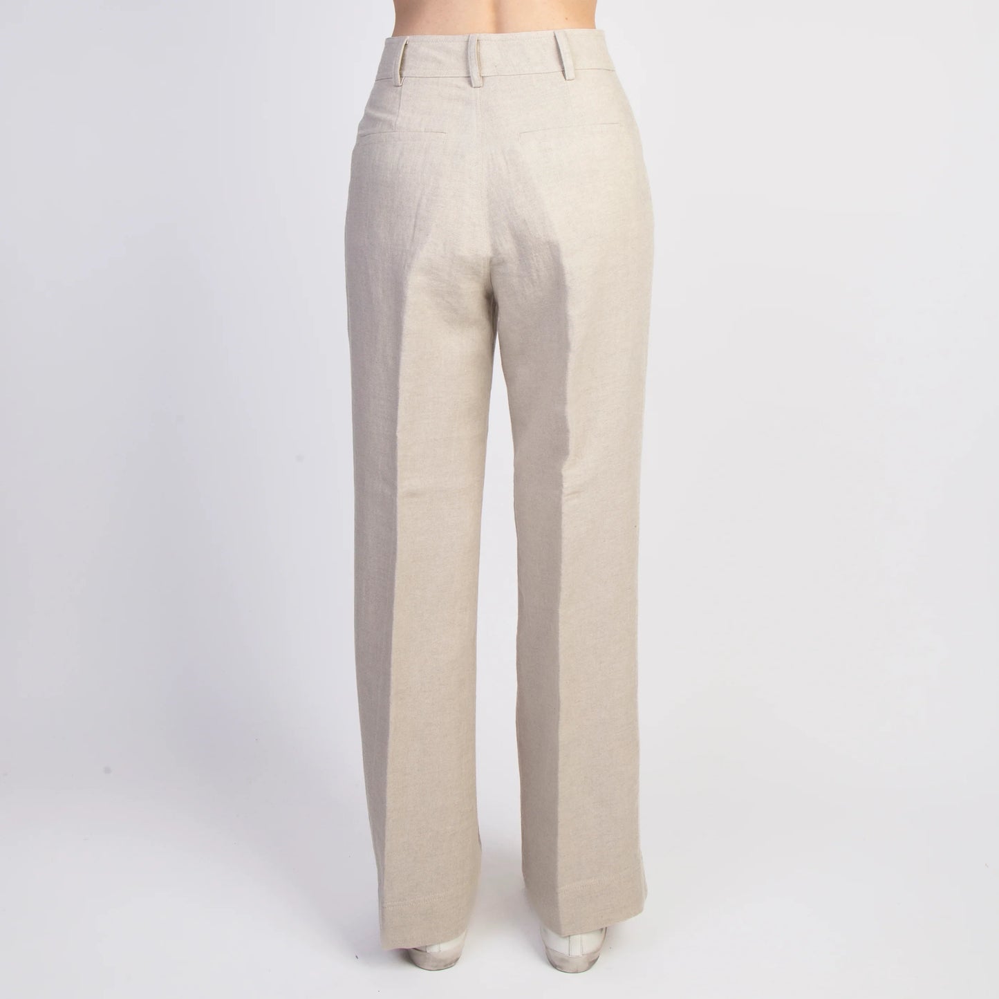 Pomandere Textured Cotton Wide Leg Pants in Khaki, size 40IT (fits like 4US)