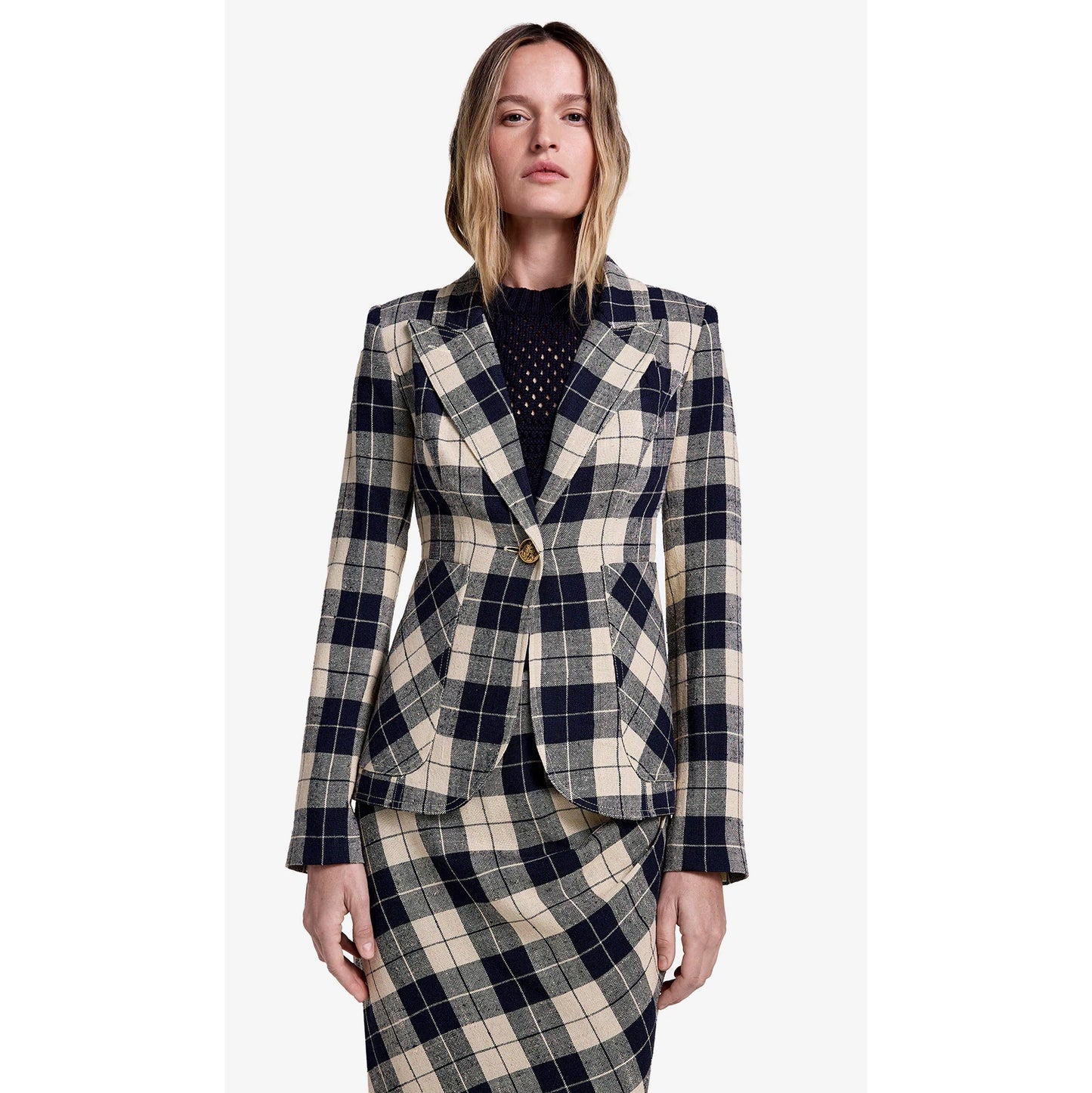 Smythe Patch Pocket Duchess Blazer in Navy/Cream, size 8 (fits 4/6)