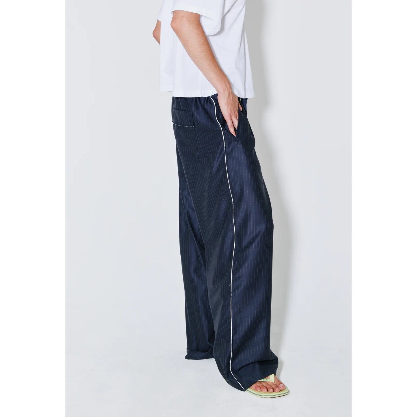 Facon Jacmin "Pieter" pants in Navy/White Stripe, size 40