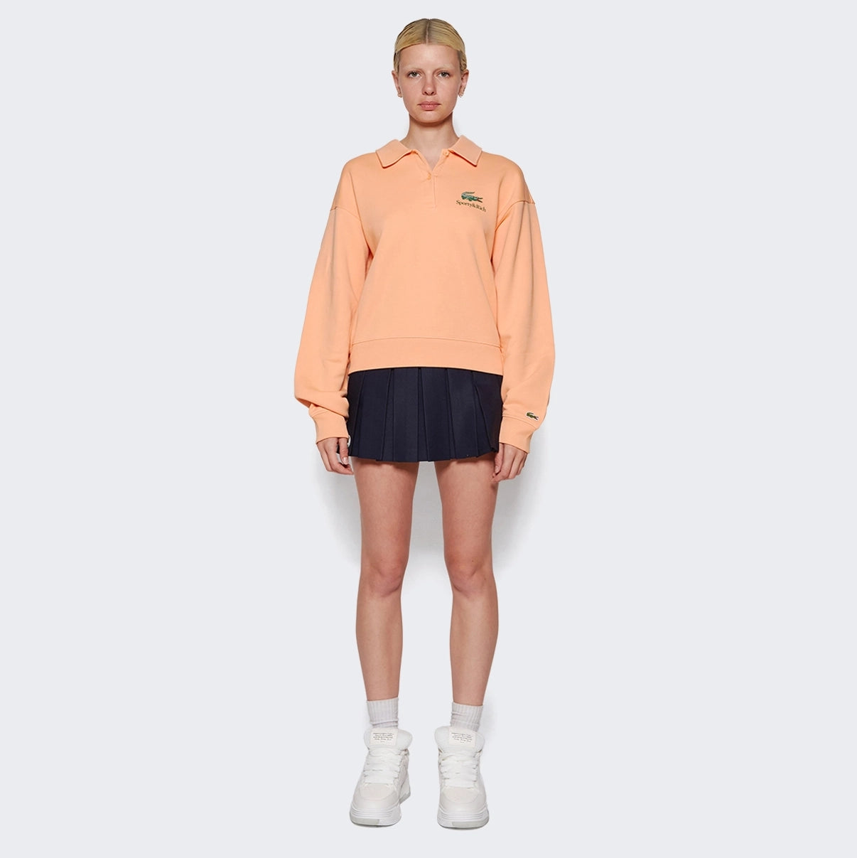 Sporty & Rich x Lacoste Polo Neck in Orange, size 34 (XS)