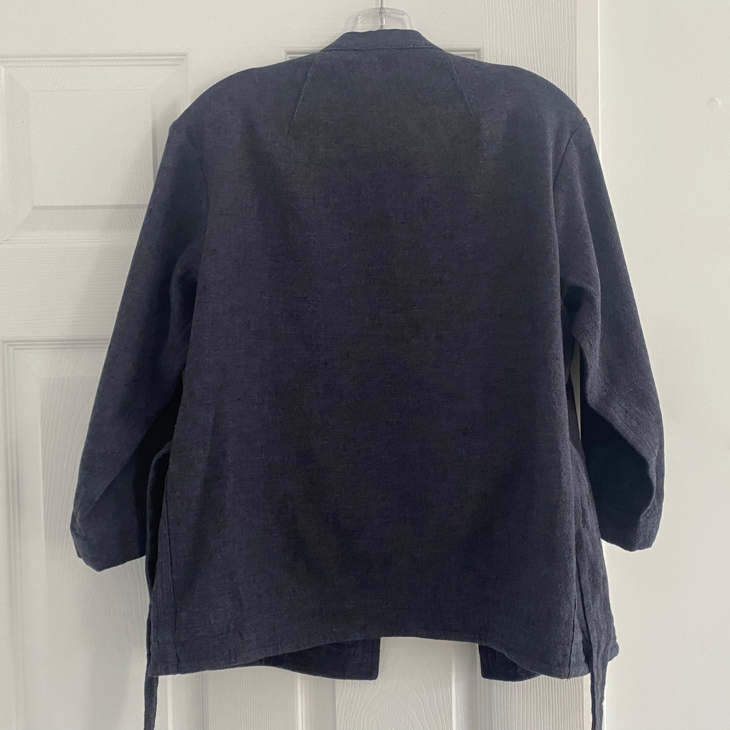 Pomandere Belted Navy cotton/linen canvas jacket, size 40, fits like a size S/M