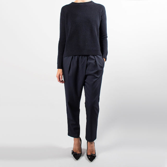 Pomandere Crossover Crepe Pants in Navy, size 46