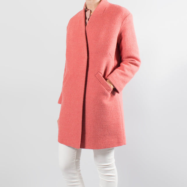 Pomandere Cocoon Coat in Coral, size 38 (fits size 2)