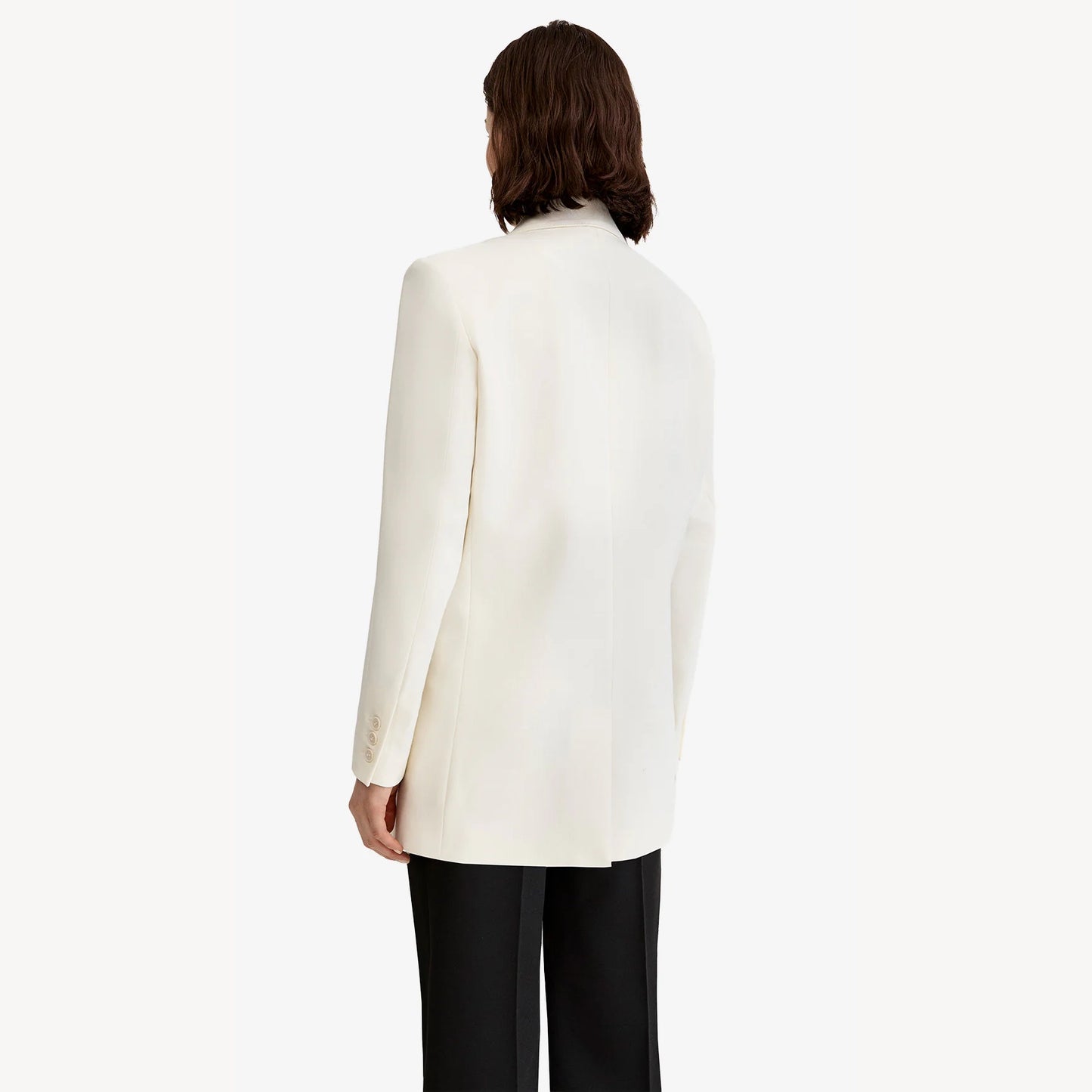 Smythe Taped DB Peaked Lapel Blazer in Chalk w Black, size Medium