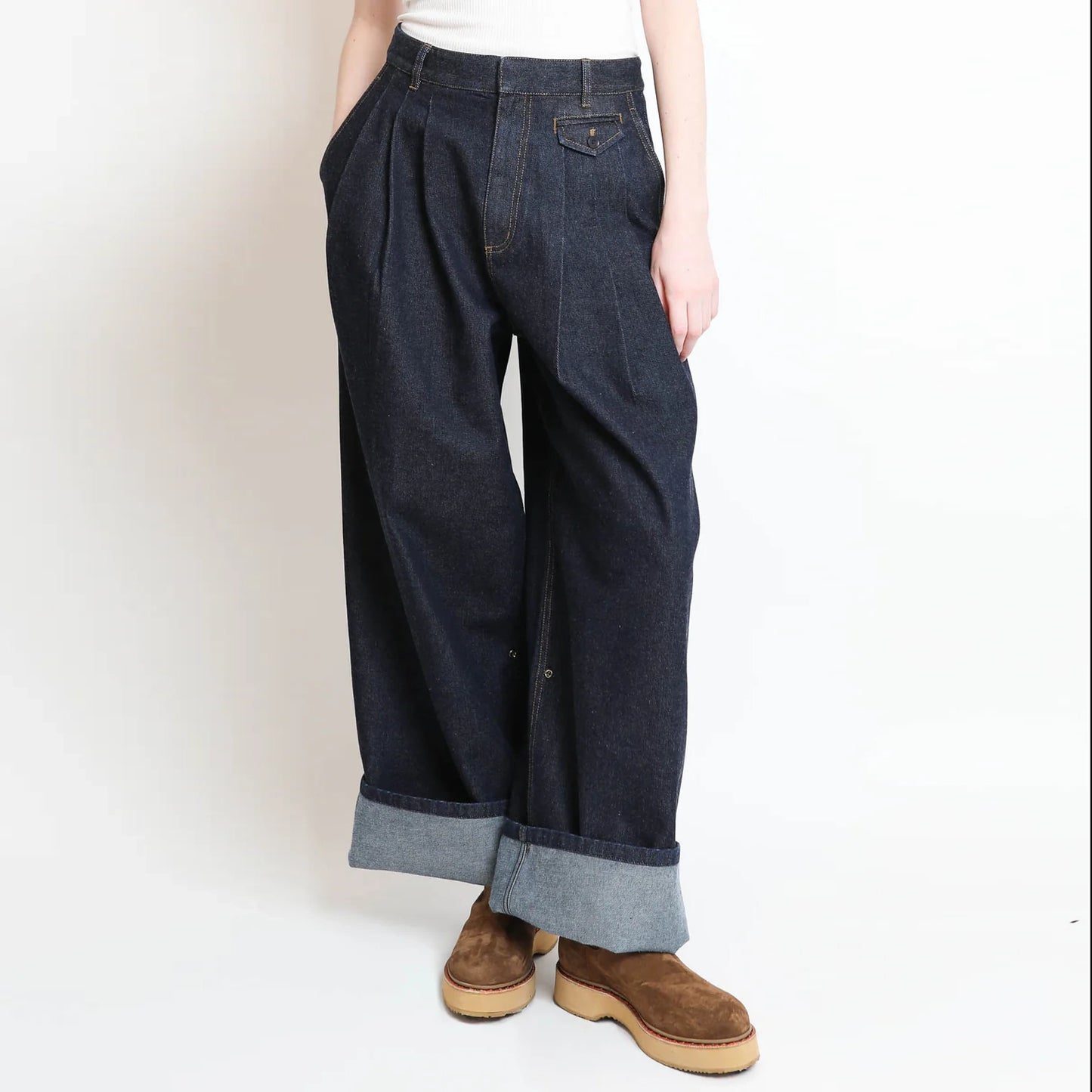 Tibi Triple Pleat Jean in Indigo, size 28