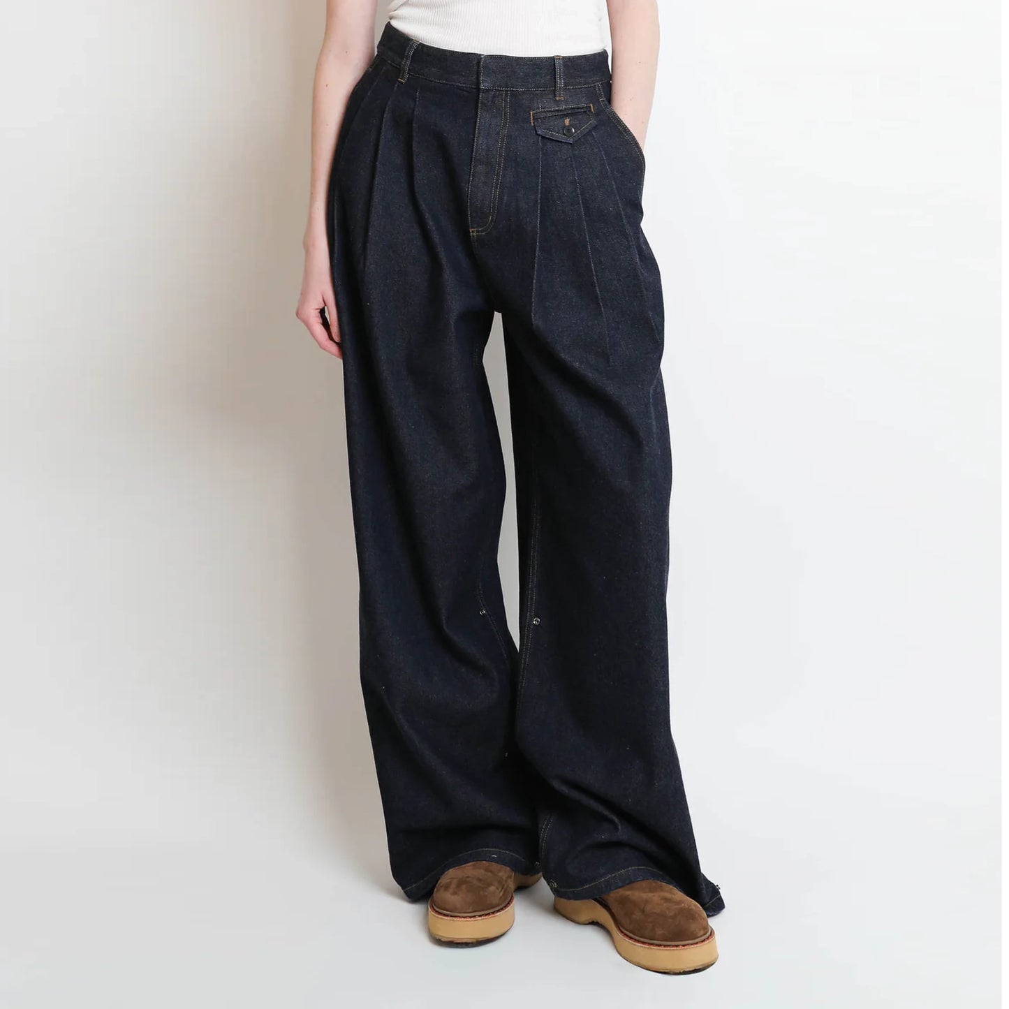 Tibi Triple Pleat Jean in Indigo, size 28