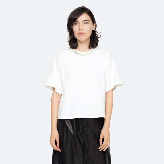 Sea New York T-Shirt w Pearl Neckline, size Small