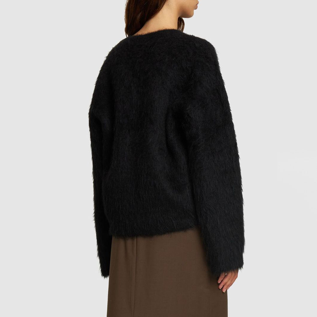 Toteme Textured Alpaca Sweater in Black, Size Medium