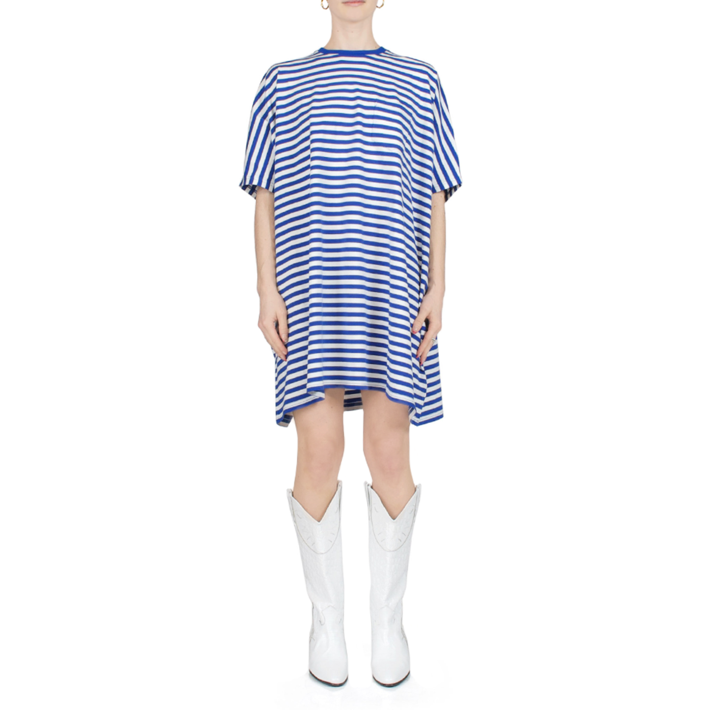 Denimist Striped Tee-Shirt Dress in Blue/White