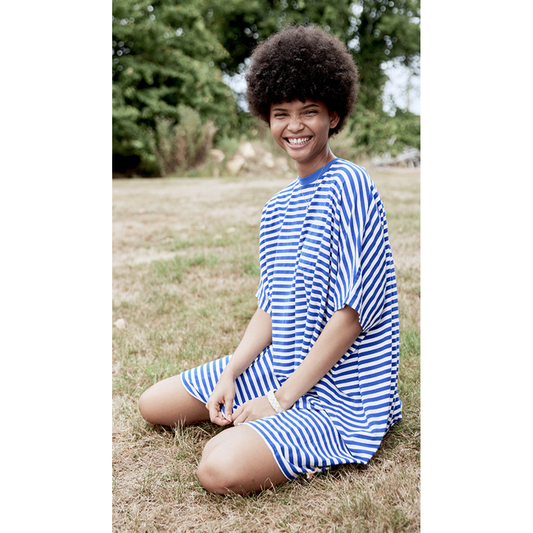Denimist Striped Tee-Shirt Dress in Blue/White