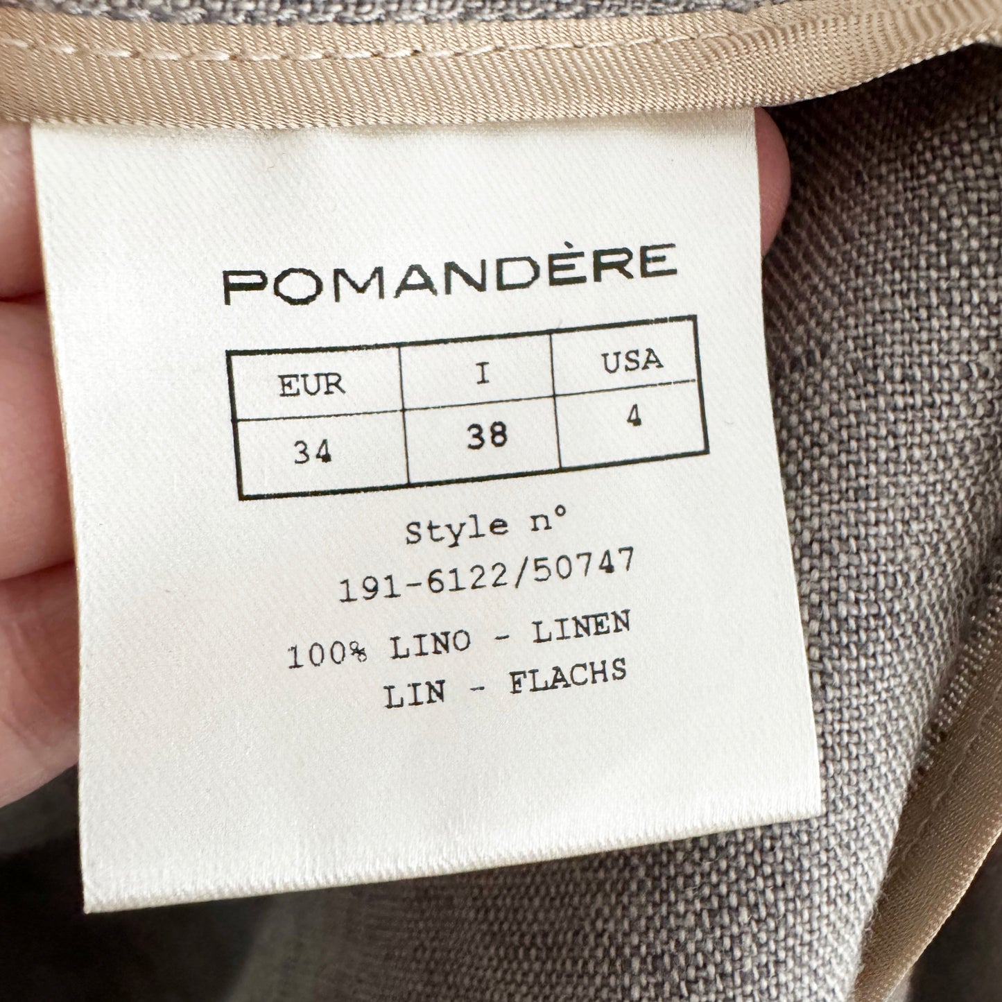 Pomandere Linen Duster Jacket in Grey, size 38