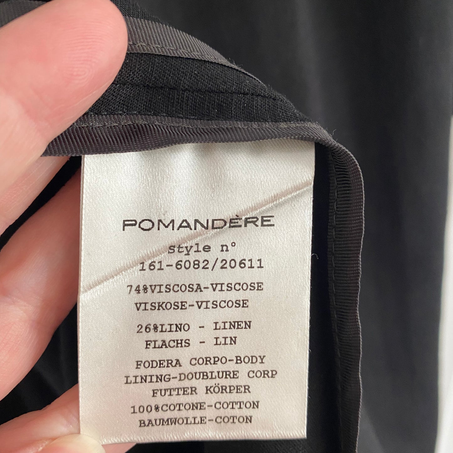 Pomandere Black Crepe Trench Coat, size 44