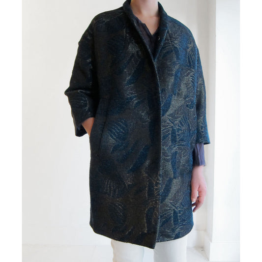 Pomandere Metallic Jacquard Cocoon Coat, size 40 (fits like 4/6)
