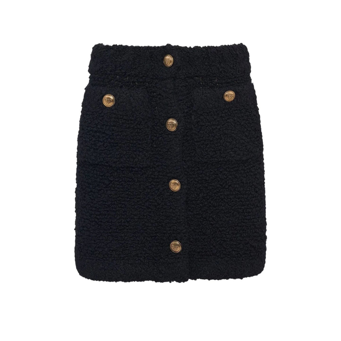 Prada Boucle Knit Mini Skirt in Black, size 42IT (fits a size small)