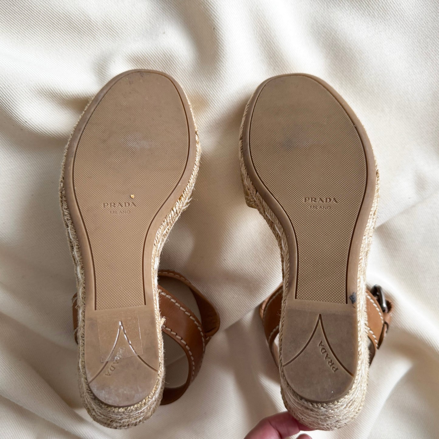 Prada Wedge Espadrilles in Gold, size 40