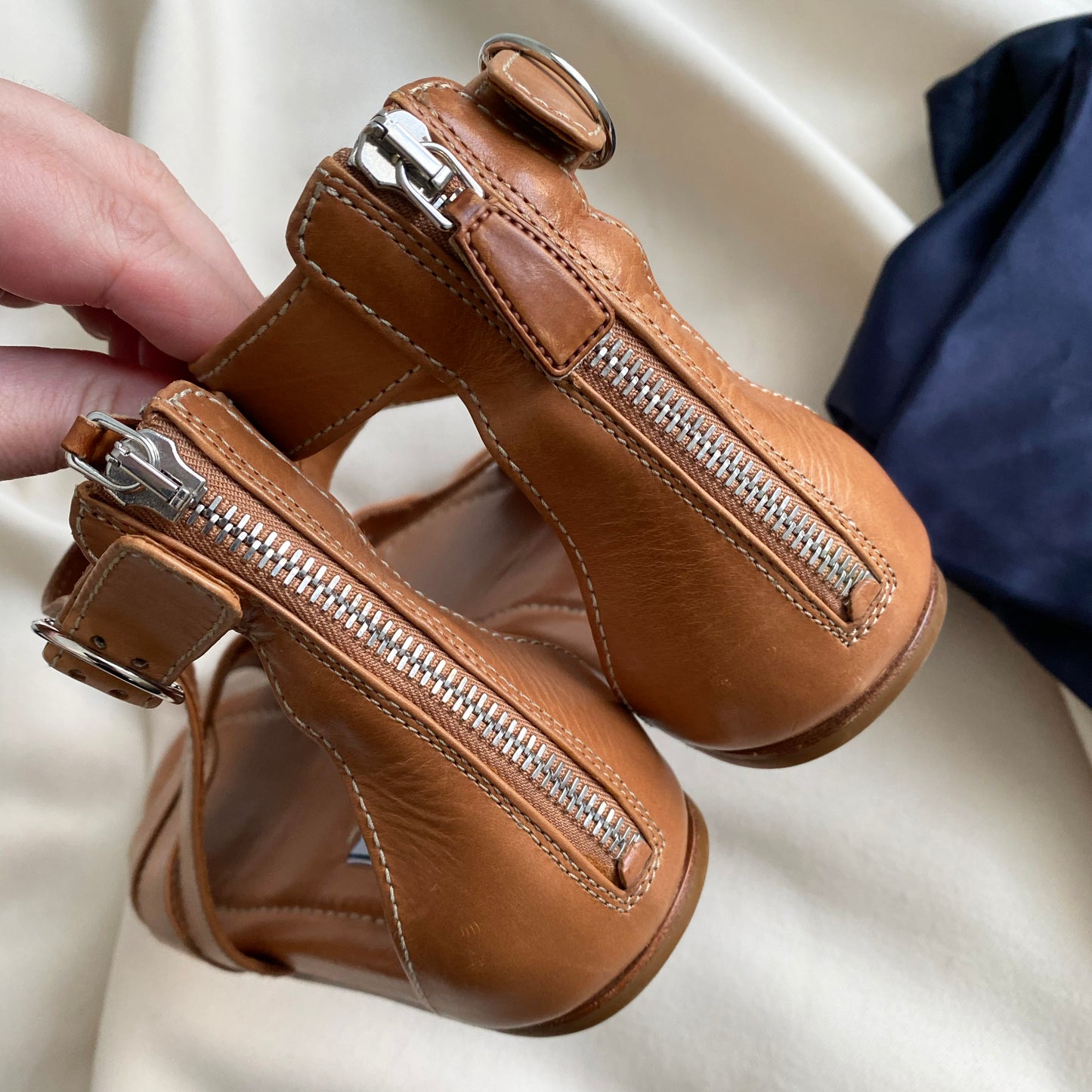 Prada Tan Leather Sandals, size 37.5