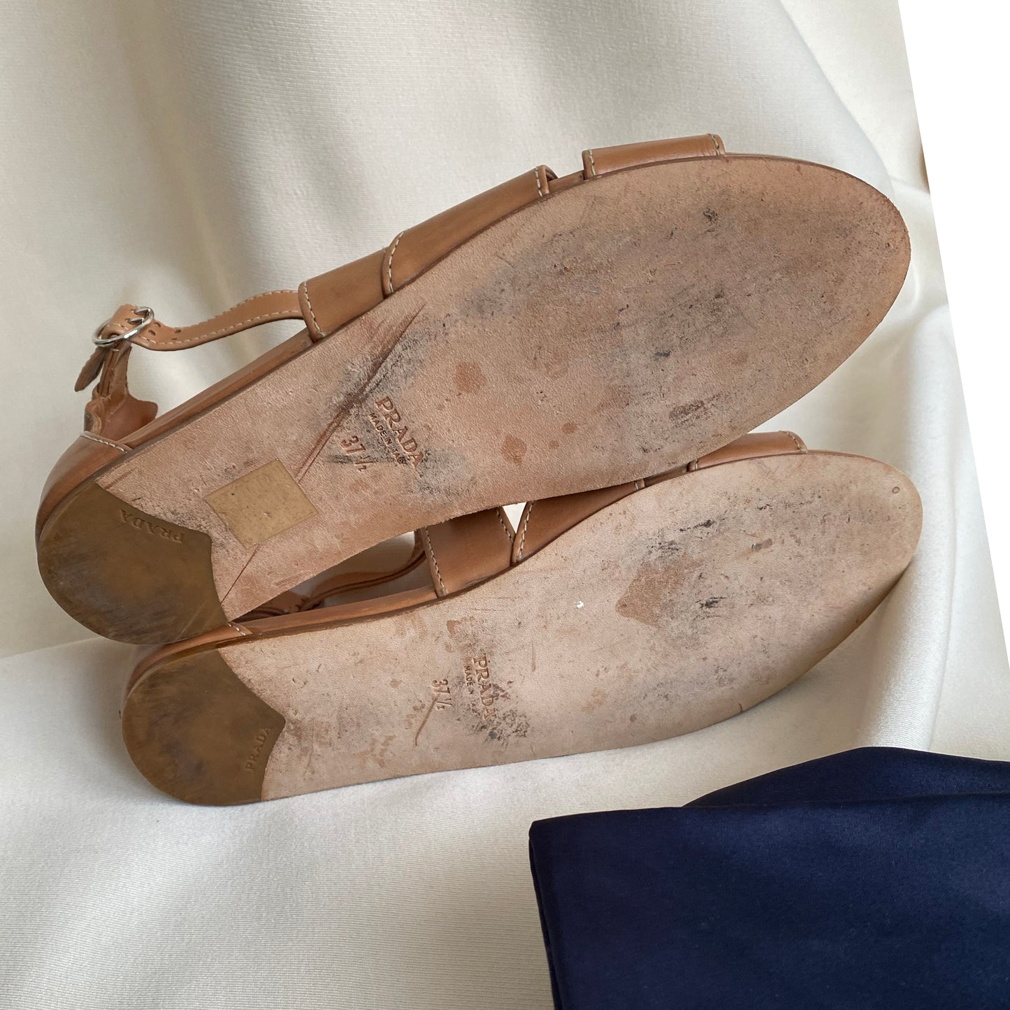 Prada Tan Leather Sandals, size 37.5