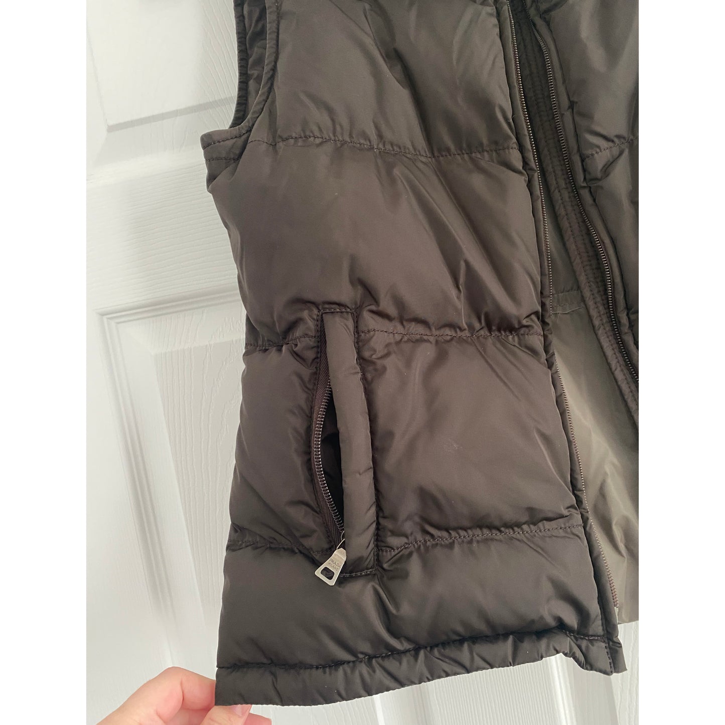 Prada Linea Rossa Down Vest in Brown, size 42 (size small) ** as is **