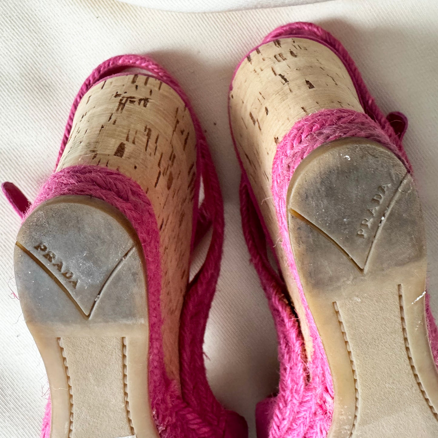 Prada Pink Suede Bow Wedge Sandals, size 40