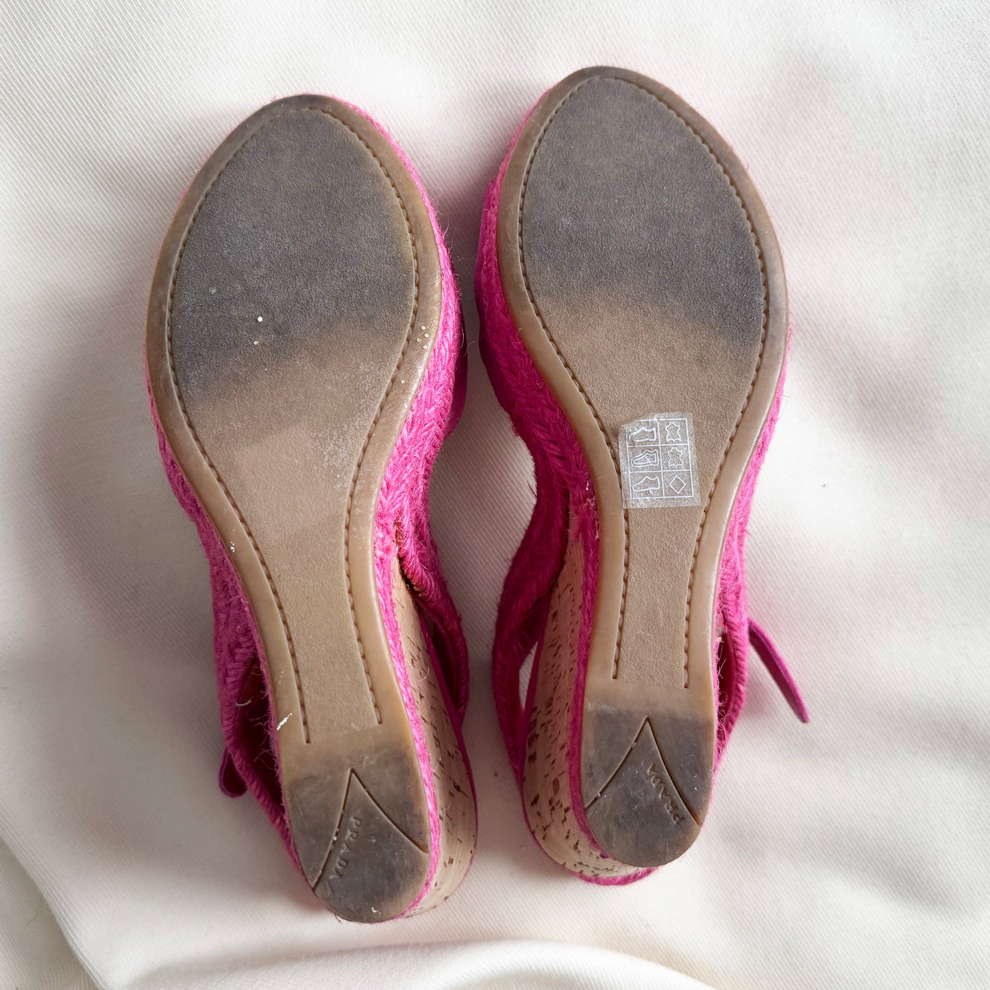 Prada Pink Suede Bow Wedge Sandals, size 40