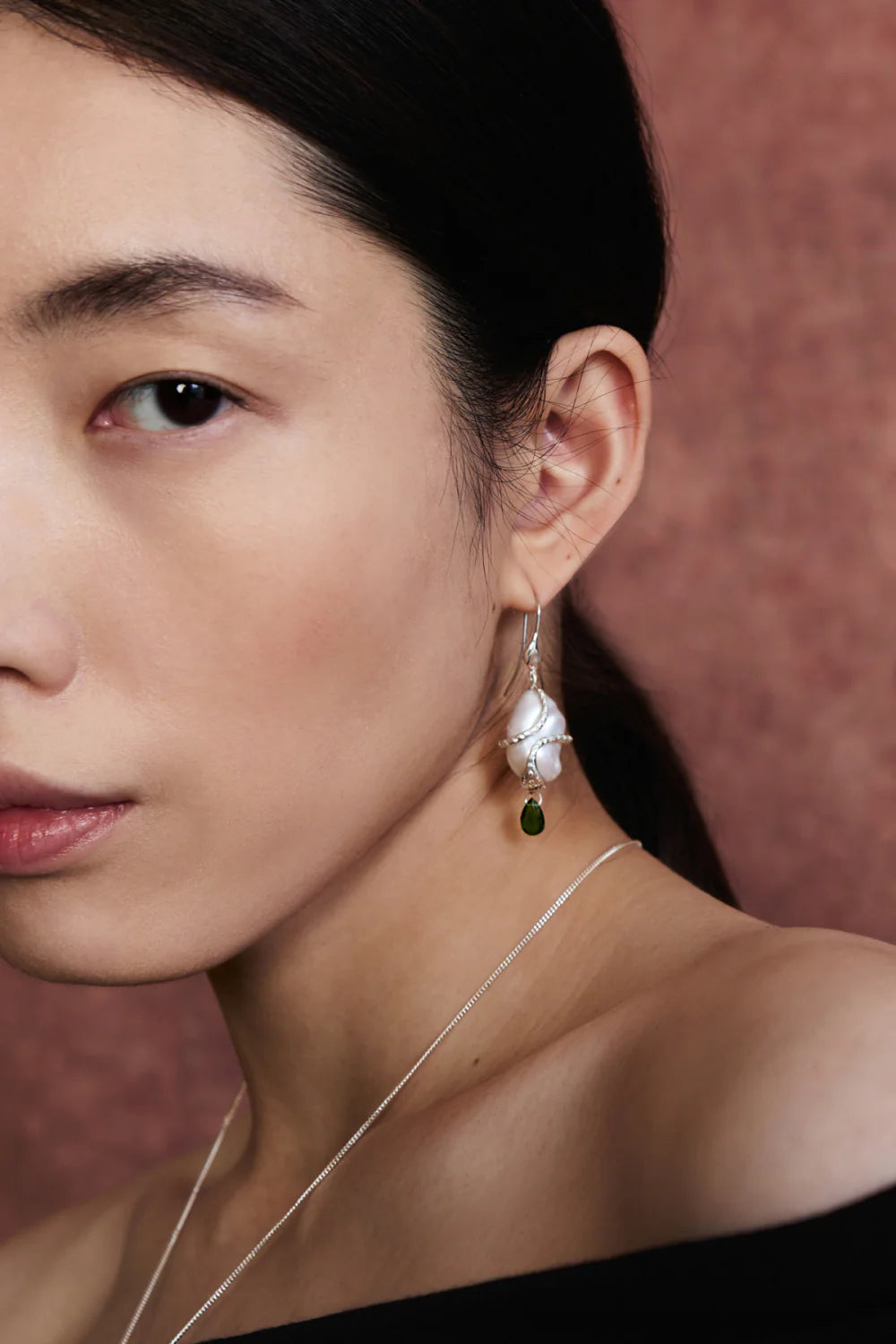 Chan Luu Serpent Drop Earrings White Pearl