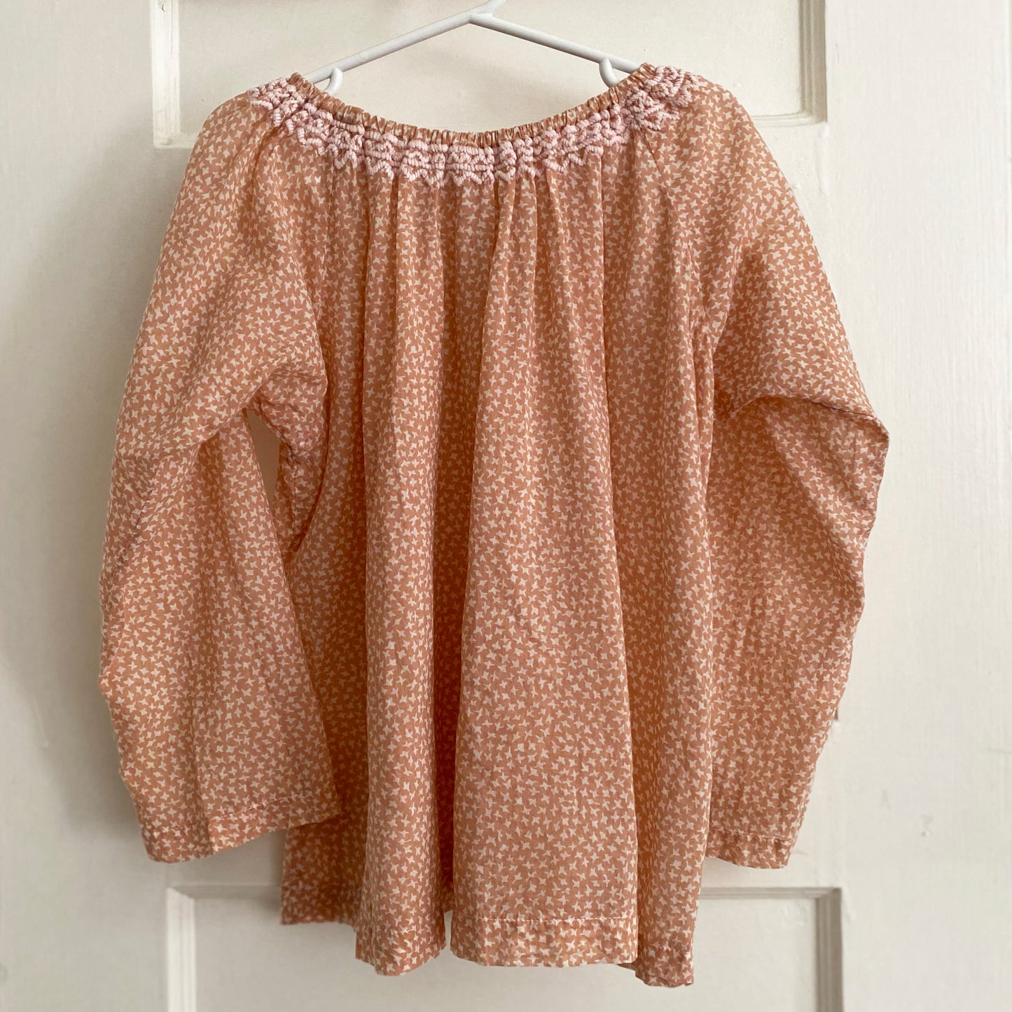 ** ENFANTS ** Blouse en coton imprimé oiseaux roses Printebebe, taille 6 ans