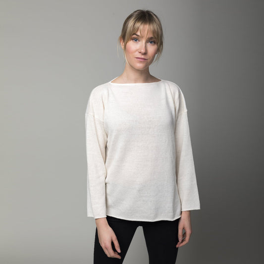 Pull Pas De Calais en coton contrasté ivoire/blanc, taille 36 (convient comme un S/M)