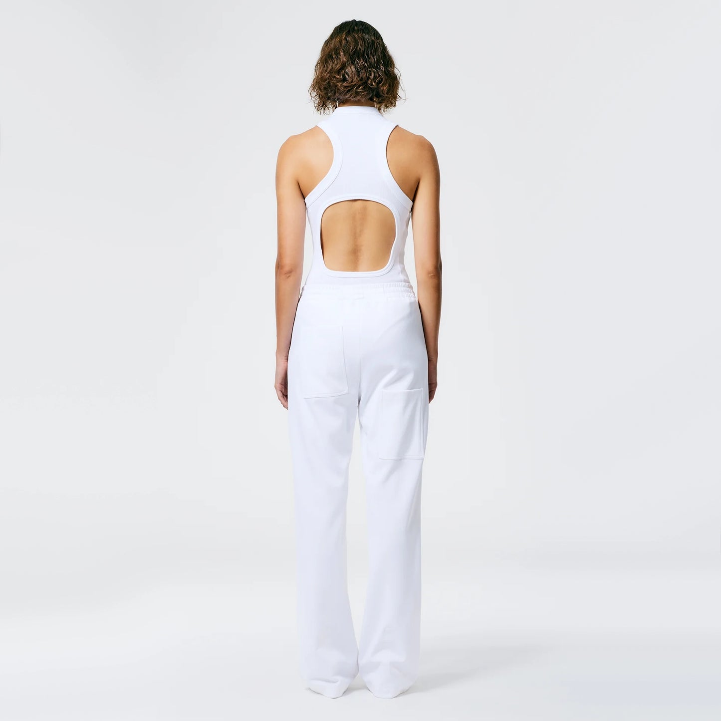 Tibi Active Knit "Scottie" Joggers in White, size XL
