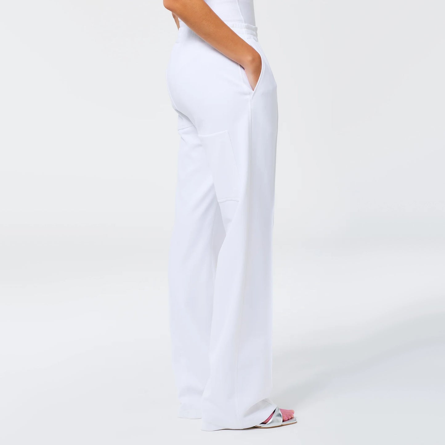 Tibi Active Knit "Scottie" Joggers in White, size XL