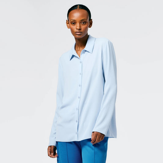 Tibi Soft Drape Slim Shirt in Light Blue, size 12