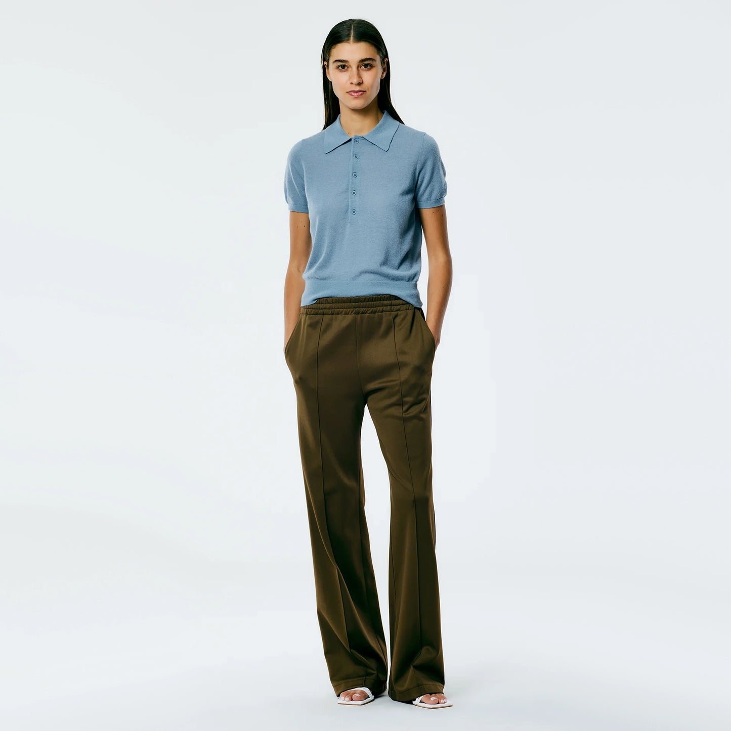 Tibi Active Knit "Scottie" Joggers in "Wood" Green, size XL