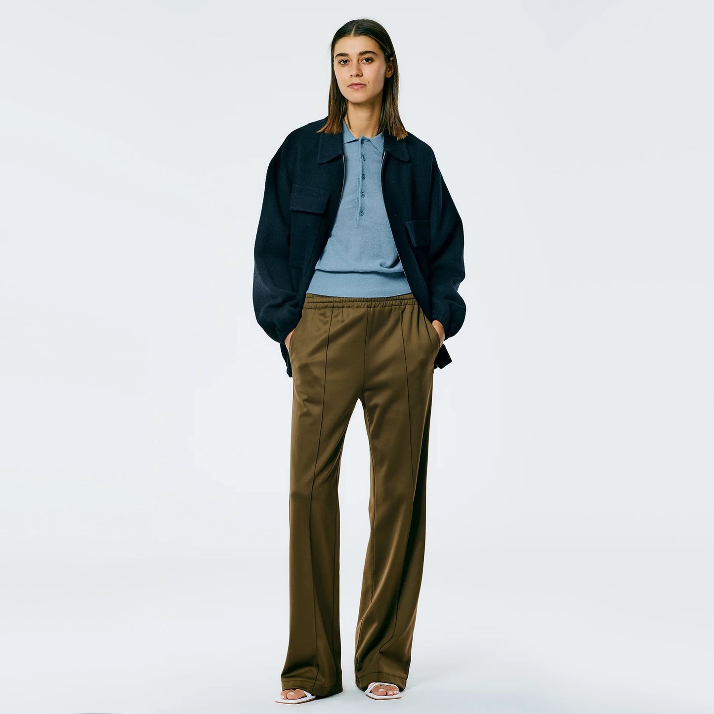Tibi Active Knit "Scottie" Joggers in "Wood" Green, size XL