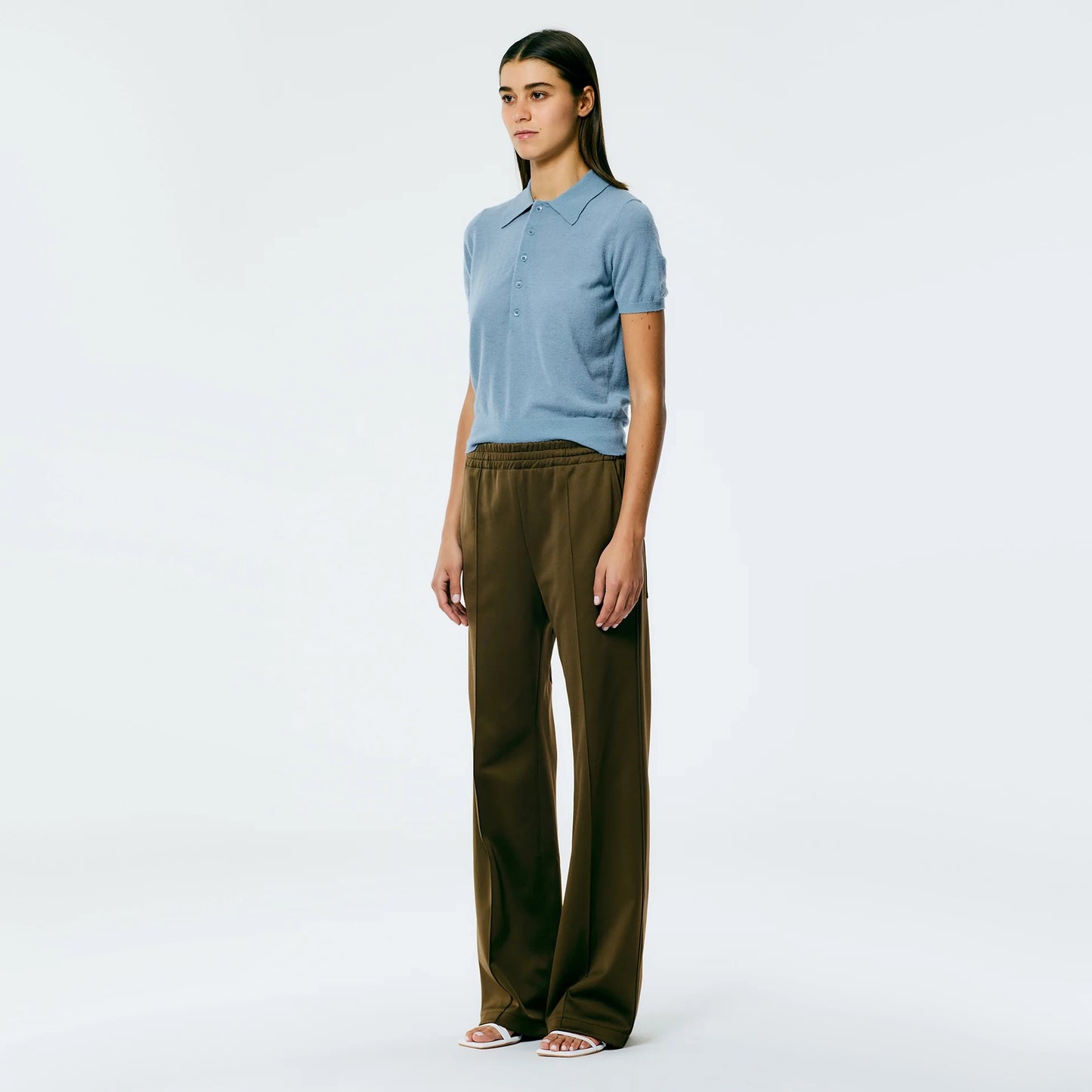 Tibi Active Knit "Scottie" Joggers in "Wood" Green, size XL